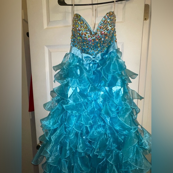 Sherri Hill jeweled dress blue - Picture 3 of 9